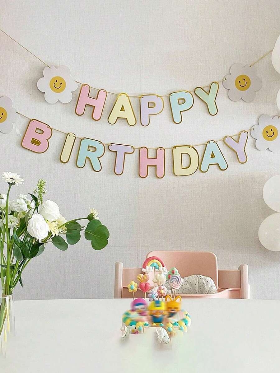 Sunflower, Daisy, Macaron Colorful Birthday Paper Flowers, Birthday Decorations, Daisy Garland - Multicolor - View 1