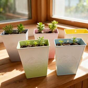 1pc/2PCS/4PCS/6PCS Flower Pots |Buy Flower Pot, Get A Shovel Free. Practical Auxiliary Tool As Gift,Easier For Gardening| Gradient Retro Hanging Rectangular Flower Pot " ORIGINAL 1952" Embossed Iron Garden Variety