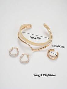 4pcs Fashion Resin Drippy Gold Earrings, Rings, Bracelets & Cuff Bracelet Jewelry Set, Matching Bracelet & Ring Set, Minimalist Chunky Bracelet & Ring Set, Suitable For Girl