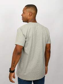 Camiseta Gola Redonda Lisa Masculina Estilo Casual - Cinza - Visão 3