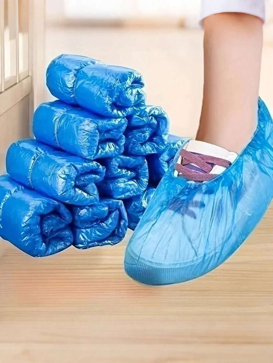 20-100pcs Disposable Shoe Covers, Travel & Hotel Hygiene Cleaning Supplies, Durable Anti-Slip Polypropylene Boot Protectors, Also Suitable For Rainy Day Indoor Carpet Protection, Basic Style With Mesh Panels