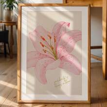 1 pieza Lienzo colgante, Pintura de lienzo de arte de lirio rosa: "Tu belleza florecerá para siempre" Arte de pared en lienzo, Arte de chica funky, Arte de cita inspiradora, Decoración del hogar. - Multicolor - Ver 5