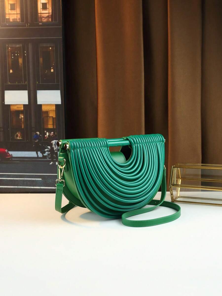 Noodle Element Handbag, Dumpling Shaped Crossbody Bag For Women, Saddle Bag - Green - View 1