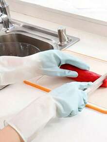 1 paire de gants en latex imperméables à changement de couleur graduel pour femmes, pour la lessive, les travaux ménagers, le nettoyage et la vaisselle. Type fin et antidérapant.