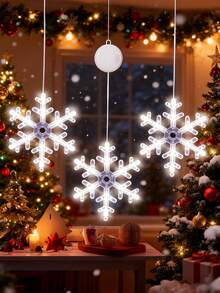 1 Stück Weihnachtsfenster Lichtdekoration, Weihnachtsdekoration LED Saugnapf Licht, Weihnachtsschneeflocken-förmiges LED Saugnapf Licht, batteriebetrieben für Innen- und Außendekoration, Weihnachtsbaum, Kamin, Fenster Dekoration, Raumdekoration (Batterie nicht enthalten)