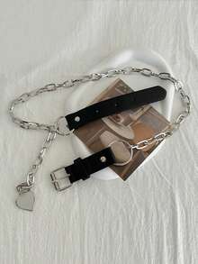 1 szt. Elegancki damski pasek łańcuszkowy w kształcie serca, niebrudzący, modny dodatek do sukienek, spódnic i dżinsów – idealny do strojów codziennych, formalnych i imprezowych, modny dodatek | Elegancki pasek | Wytrzymały, modny pasek - A - Zobacz 11