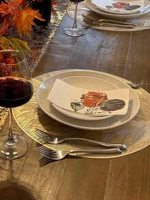 6pcs Gold Round Simple PVC Placemats, Washable, Easy To Clean For Kitchen Table Indoor/Outdoor Washable Heat-Resistant Placemat Wipeable Dining Table Mats For Camping, Festival, Wedding, Party - Gold - View 10