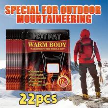 22 piezas/paquete - Calentadores de mano desechables, tamaño grande con adhesivo, adecuados para esquí al aire libre, campamento de invierno en clima frío, almohadillas de calentamiento activadas por aire