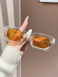 1pc Classic Square Frame Men's Glasses Small Frame Fashion Glasses, Suitable For Carnival Party, Street Photography, Tropical Beach Holiday, Beach Accessories, Beach Toys, Summer Beach Resort, Outdoor, Travel