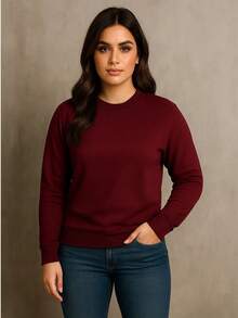 sudadera de manga larga con cuello redondocomodo, ideal para todas la estaciones - Rojo violeta - Ver 2