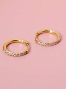 DAILI 1-6 Pairs Gold Hoop Earrings For Women 316L Stainless Steel Cubic Zirconia Hoop Earrings, Small Cartilage Hoop Piercing Earrings Tiny Huggie Hoop Earrings For Women Men 6mm 8mm 10mm 12mm 14mm 16mm - Yellow Gold - View 13