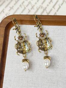 2pcs Vintage Exaggerated Insect Metal Pendant Earrings, Suitable For Women's Daily/Activity/Party Wear - Multicolor - View 5