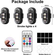 4PCS Wireless LED Strobe Lights With Remote Control, 8 Colors USB Charing Waterproof Anti-Collision Led Emergency Warning Lights For Car Motorcycle Drone Aircraft Bike - 1 - View 8