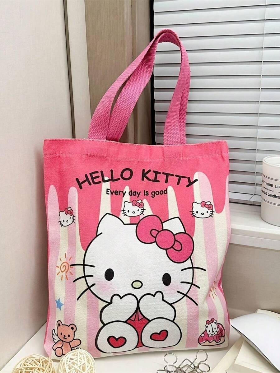 1个库洛米大容量涤纶手提袋 | 可爱卡通午餐盒手提包，可水洗，适合女孩和学生，不含充电线