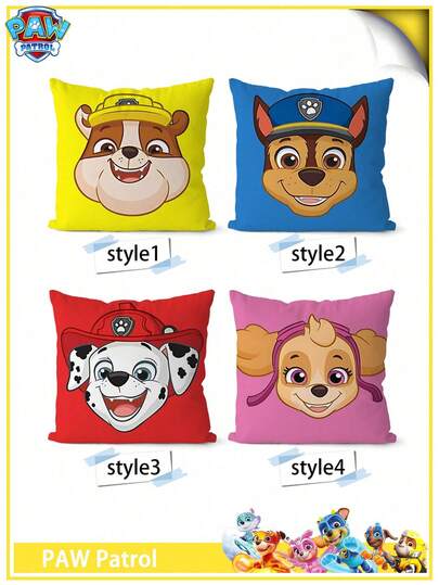  4/1 件 PAW Patrol 系列家用沙发枕套、卧室枕头、汽车腰枕、PAW Patrol 主题印花枕套、节日派对装饰枕套 - 非常适合装饰您的卧室、客厅、汽车内饰以及万圣节、感恩节、圣诞节和新年（设置）。