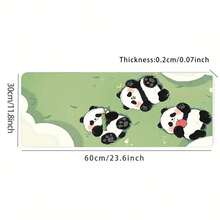 1 Piece Extended Cute Panda Mouse Pad - Large Desk Mat, Stitched Edges, Non-Slip Rubber Base, Compatible With Keyboards And Gaming Mice, Charming Cartoon Panda Design - 23.6 X 11.8 Inches (60 X 30 Cm) - View 3