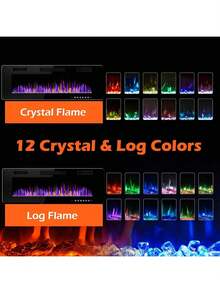 60''Electric Fireplace Inserts Ultra-Thin 750/1500W Linear Electric Fireplace Heater Wall Mounted Or Recessed Fireplace Electric With Adjustable Multicolor Flame, Silent Operation, Remote Control Included - 60inch - View 2