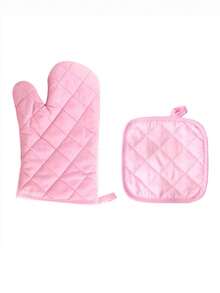 1pc/2pcs Thick Microwave Oven Gloves, Suitable For Baking & Oven, Heat Insulated, Heat Resistant, High Temperature Resistant - Pink - View 21