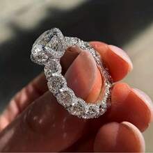 1PC Dazzling Women's Fashion Zirconia Ring Wedding Band Engagement Party Casual Accessories Mother's Day Birthday Christmas Gift Women Luxury Jewelry US 5-11# - 銀色 - 查看 15