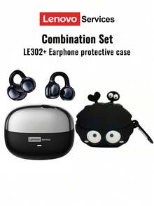 Lenovo LE302 Bluetooth Earphones With Protective Case, Earhook Style Open-Ear Surround Sound, High-Fidelity Audio, Low Latency, Music & Gaming, Directional Transmission, ENC Noise Cancellation, Clear Calls, Wireless Earbuds