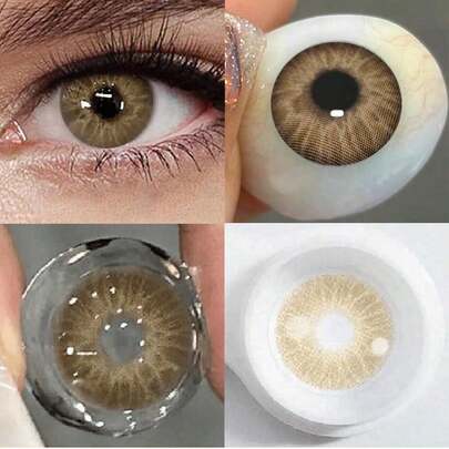 1副彩色隐形眼镜，眼部化妆品，年度使用镜片，软性美容隐形眼镜，瞳孔盘