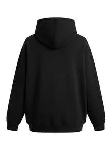 Envío desde China, entrega al día siguiente, sudadera con capucha de color negro para hombre, estilo otoño-primavera, corte holgado, nuevo estilo estadounidense, estilo casual y deportivo a la moda, con fuerte estilo callejero, sudadera con capucha unisex. - Negro - Ver 2