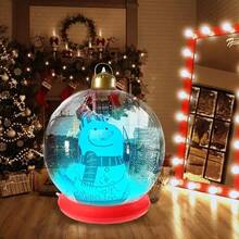 1 pieza Bola de Navidad inflable con LED y base roja - Árbol de Navidad, muñeco de nieve y decoración de invierno con efecto de parpadeo, control remoto y asa para colgar, adecuado para interiores/exteriores, decoración de Navidad, Año Nuevo y fiestas de invierno - Fácil de instalar, durable y portátil, adorno esférico con cambio de color, diseño clásico para celebración de Navidad y Año Nuevo