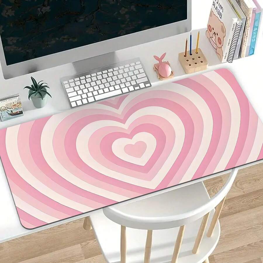 1 pieza Alfombrilla de ratón con patrón de corazón hipnótico, hecha de material de diatomita con base de goma antideslizante, adecuada para juegos y oficina, regalo perfecto para accesorios de escritorio de mujer, suministros de oficina, accesorios de escritorio de oficina, alfombrilla de ratón para escritorio - Corazón hipnótico - Ver 1