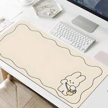 1pc Beige Rabbit Mouse Pad, Made Of Diatomite Material, Extra Large Gaming/Office Desk Mat, High-End Computer Desk Pad, Keyboard Mat, Suitable For Home, School, Classroom, Writing, Learning, Computer Desk Decor Desk Accesorries Office Supplies Office Desk Accesorries Mousepad Mouse Pad For Desk