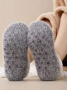 2/1 双女士厚实保暖羊毛睡眠袜，防滑毛绒家居袜，休闲室内拖鞋袜，时尚百搭 - 彩色 - 查看 3