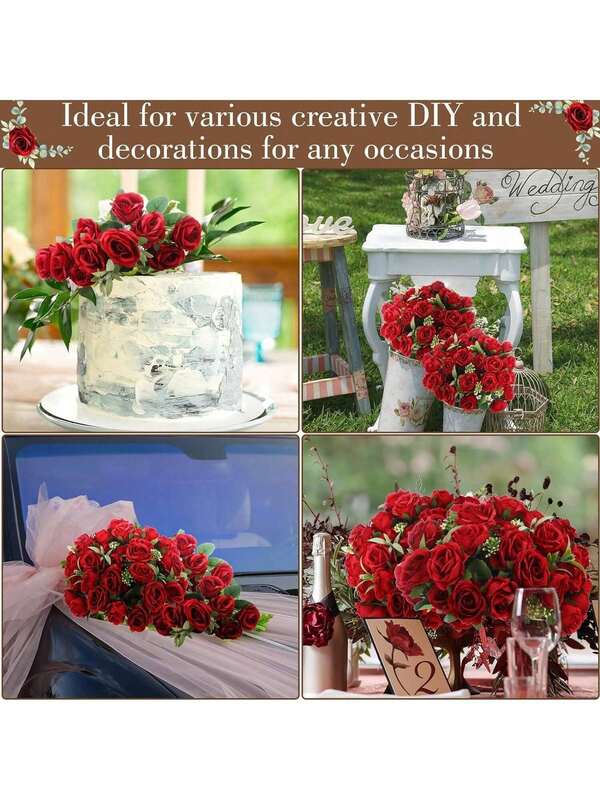 1/3PCS Artificial Flowers Rose Bouquet Home Dining Table Decoration Photography Props Outdoor Garden Wedding Decoration Bride Handheld Flower Material Wrist Flower Party Decoration Valentine's Day Gift New Year Decoration Home Decor Christmas Decorations Room Decor Christmas