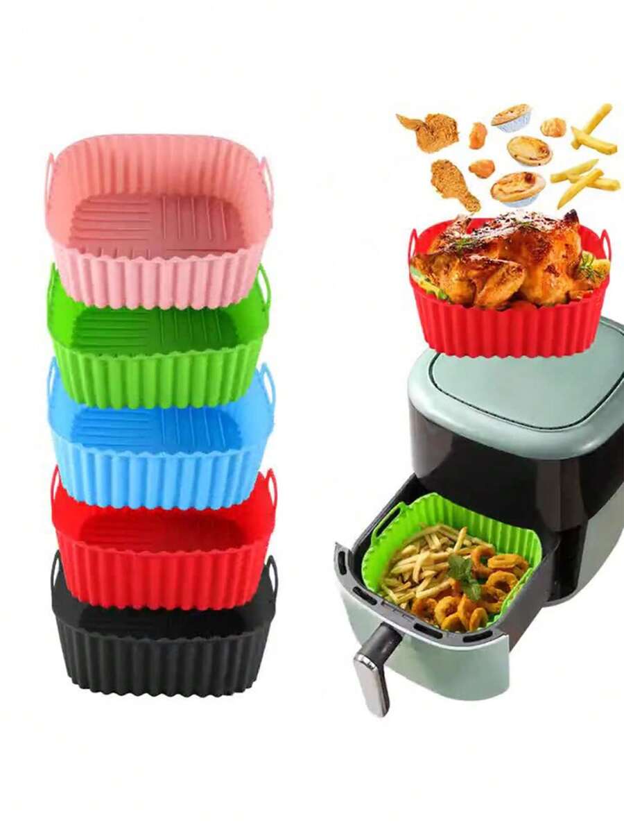 Reusable Silicone Air Fryer Mat, Kitchen Accessories, Can Replace Silicone Baking Mat - Multicolor - View 1
