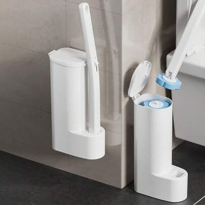 Disposable Toilet Bowl Cleaning Brush With Holder And Replacement - Extendable Design, Durable Plastic, Sanitary Toilet Maintenance, Deep Cleaning, Easy To Use, Suitable For Home And Commercial Use, Toilet Bowl Cleaning Supplies, Compact Design, Sturdy Construction, Replacement Tool, Office Maintenance