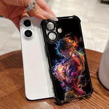 Funda de teléfono Anime Devil Fruit Pirate Straw Hat Boy Graffiti O-Ones para iPhone 17 Air 16 16e 15 14 13 12 Mini 11 Pro Max X XR XSMAX 8 7 e Plus, marco electrochapado, cubierta trasera transparente anti-caída, lujo de dibujos animados de alta gama anti-caída - Colores mixtos - Ver 1
