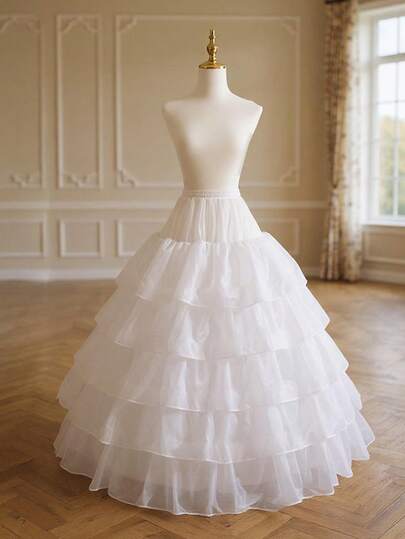 Falda de novia de boda con cuatro aros y cinco pétalos de loto, falda de enagua de boda de gran diámetro y multicapa para mostrar la falda de boda