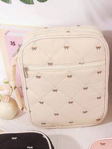 1pc Fashionable Quilted Bow Design Bible Cover, Multi-Functional Bow Bible Protective Case, Quilted Bible Bag, Book Protector, Large Capacity Dust-Proof Book Cover, Portable Dust-Proof Book Sleeve With Handle, Home Storage Bag With Zipper Pocket And Handle, Bible Study Supplies, Teacher Gift, Back To School Gift, Cute Girl Birthday Gift - Multicolor - View 13