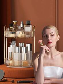 Rotating Makeup Organizer, 360° Spinning Skincare Organizers, Bathroom Organizer,Adjustable Layer Cosmetic Storage Lazy Susan Makeup Organizers For Dresser Bathroom, Yellow