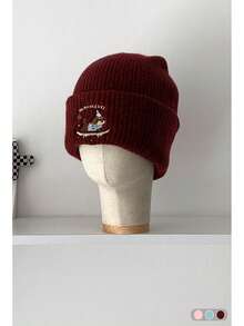 قبعة محبوكة على شكل كلب السجق للنساء، قبعة جميلة مع حماية الأذن، قبعة شتوية دافئة مطرزة بكلب التزلج، قبعة محبوكة متعددة الاستخدامات للخريف/الشتاء