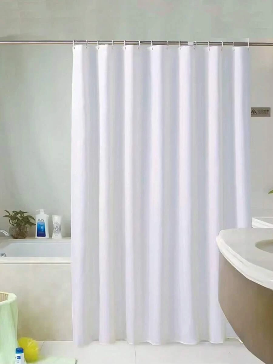 Tenda da doccia grande (1 pezzo), con ganci, impermeabile e rinforzata, accessorio doccia per la casa, tenda da doccia bianca, tenda da doccia impermeabile e rinforzata di colore unito, adatta per vasca da bagno, tenda da doccia larga e grande, tenda da doccia impermeabile, tenda da doccia per bagno a prova di muffa di colore unito, tenda ondulata trasparente, di lusso per la casa, con ganci, rinforzata e pieghevole a forma di S