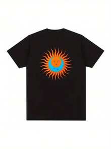 King Crimson Larks Tongues in Aspic Graphic T-Shirt for Men & Women - Black Casual Summer Tee with Bold Orange Sun & Bird Design, Regular Fit, Cotton Material, Streetwear Style, Allseason Apparel  Bold Graphic Tee  Cotton Shirt