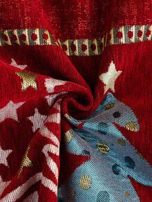 1PC Christmas Holiday Decor Sofa Cushion Chenille Jacquard Seat Pad With Reindeer And Christmas Tree Pattern, All-Season Non-Slip Sofa Cover Machine Washable - Red - View 11