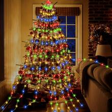 1 pieza Árbol de Navidad de 180 LED Cascada de Hadas, Luz de Corona de 9 Caídas de 200 cm, Luces de Cortina con Control Remoto 8 Modos, Adecuado para Decoración de Habitación de Bebé, Decoraciones Navideñas, Decoraciones de Árbol de Navidad, Decoraciones de Boda