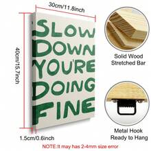 1 件带框/无框“放慢脚步，做美好的事情”印刷艺术帆布海报印刷美学墙面艺术励志绘画现代励志名言图片适用于宿舍、公寓、办公室、客厅、卧室、家居装饰