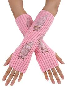 1 双纯色镂空针织露指臂套，街头风，腈纶纱线，中长款，适合秋冬季、学生、办公室、写作、夏季保暖 - A - 查看 7