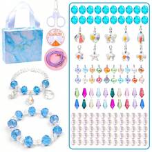 4 套 135 件/129 件/67 件 DIY 手链珠子套件，包括独角兽和美人鱼工艺品，包含 60 件配件、3 件手链和 3 件项链串，适合生日、圣诞节、新年和情人节礼物 - 彩色 - 查看 15