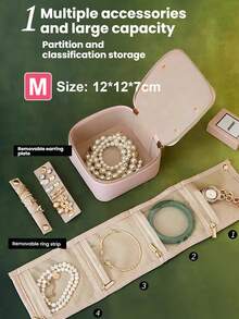 Portable PU Handle Jewellery Organizer, Jewellery Storage Bag, Travel Small Jewelry Case, Jewelry Box, PU Leather 4 Zipper Bags For Women Girl, Valentine's Day Gift, Marriage, Birthday Gift, Earrings Necklace Rings Storage Gift Box Black Back To School - Multicolor - View 11