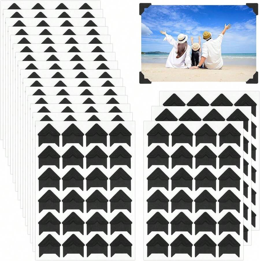 240 Self-Adhesive Photo Corners, Acid-Free Corners, Picture Corners For Scrapbooks, Photo Albums, Memory Books, Journals (Black) - Black - View 1