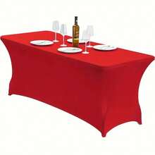 A Rectangular Polyester Tablecloth That Covers The Entire Table, Wrinkle-Resistant And Washable, Elastic And Tight-Fitting, Suitable For Indoor, Outdoor, Yard, Picnics, Camping, Parties, Weddings, Banquets.