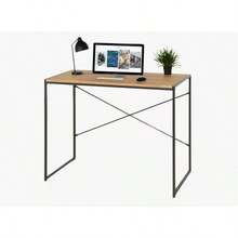 Escritorio Diseo Industrial para Computadora o Laptop, Minimalista Home Office, Recamara o Juvenil, Fcil Armado, con Estructura Resistente Maple - BASE NEGRA DE NOGAL - Ver 2