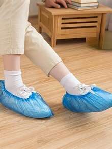 20-100pcs Disposable Shoe Covers, Travel & Hotel Hygiene Cleaning Supplies, Durable Anti-Slip Polypropylene Boot Protectors, Also Suitable For Rainy Day Indoor Carpet Protection, Basic Style With Mesh Panels